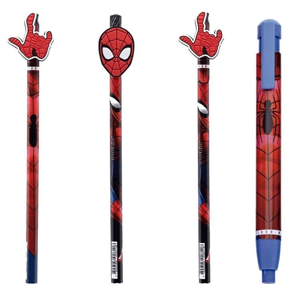 Lápis De Escrever E Caneta Borracha Spider Man - Molin