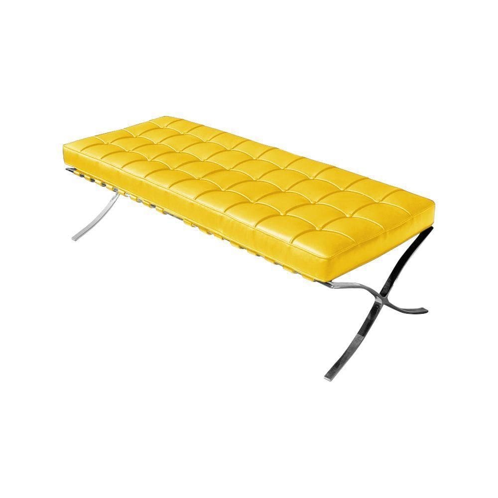 Banco Barcelona Couro Sintético Amarelo Base Cromada