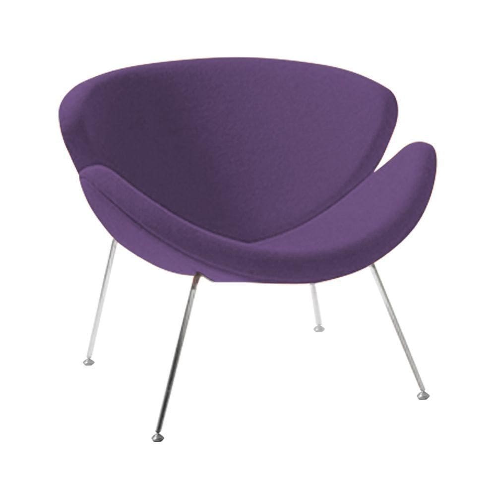 Poltrona Design Trevo Suede Roxo Base Inox