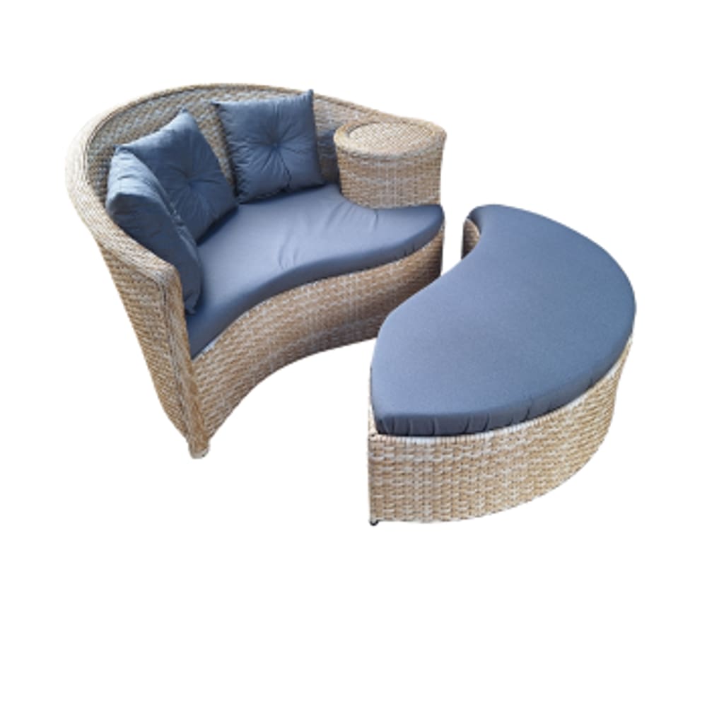 Poltrona Dupla Chaise Área Externa Jardim Varanda Sintética Fibra Cor Argila