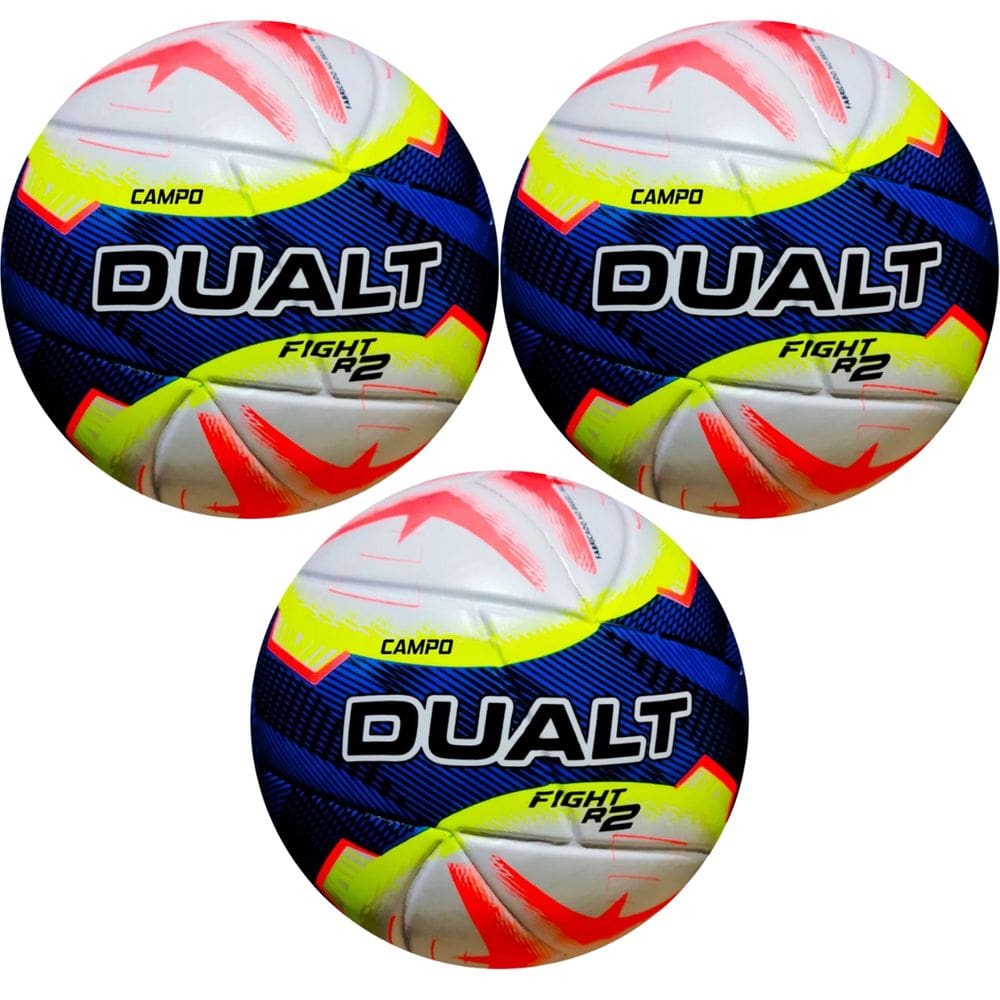 Kit 03 Bola De Futebol Campo Dualt Fight R2 Techfusion