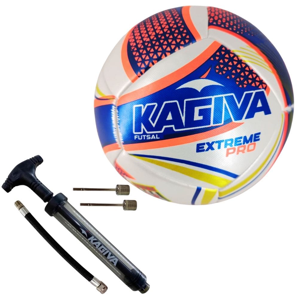 Kit Bola De Futsal Kagiva F5 Extreme PRO Liga Paulista Oficial+Bomba De Ar Kagiva Dupla Ação