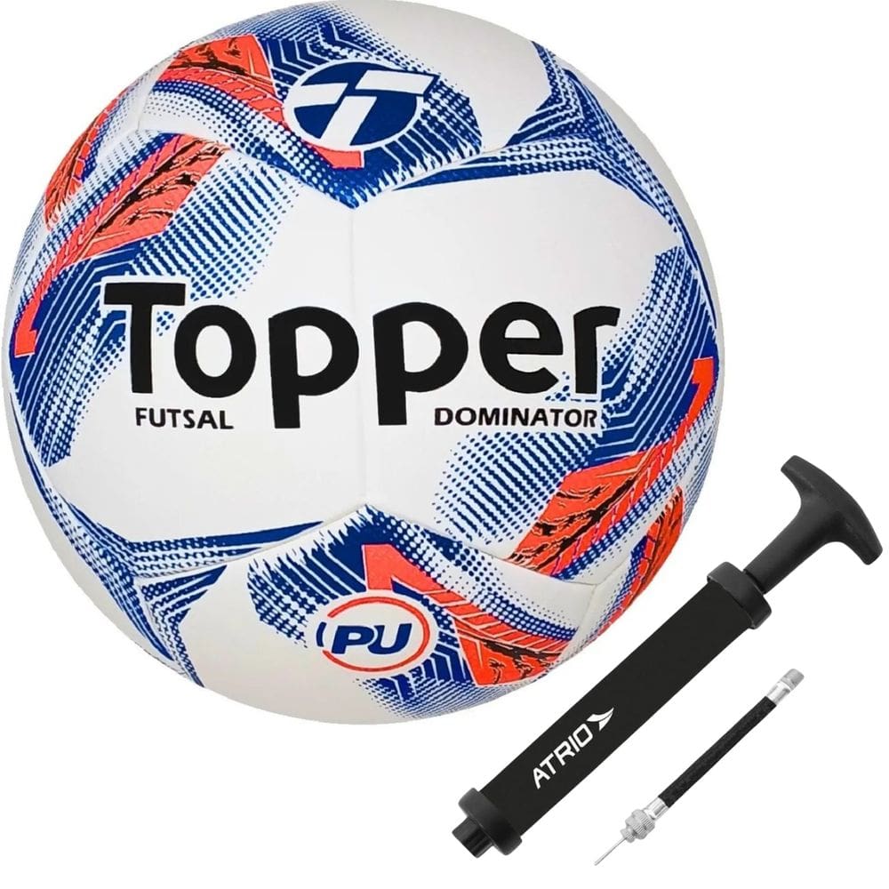 Kit Bola De Futsal Topper Dominator Oficial+Bomba De Ar Atrio Para Bolas