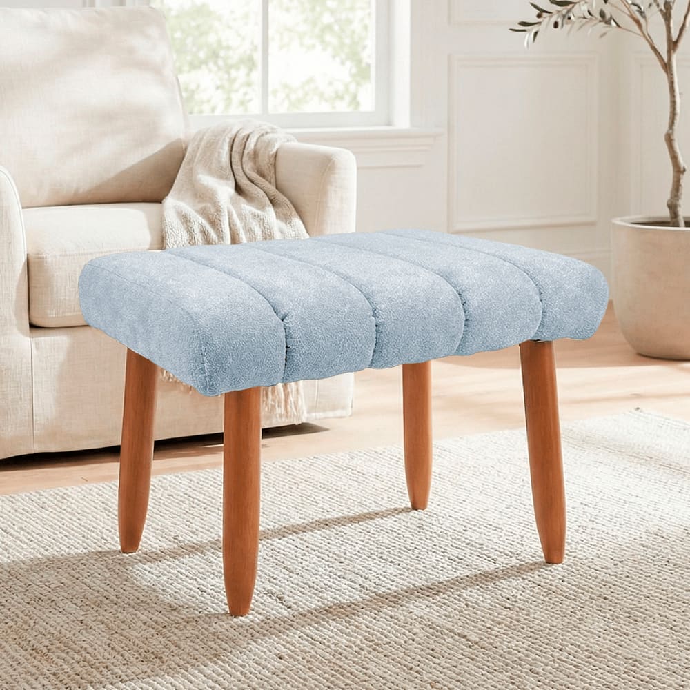 Banqueta Decorativa Puff Retangular Nina Para Sala Bouclê