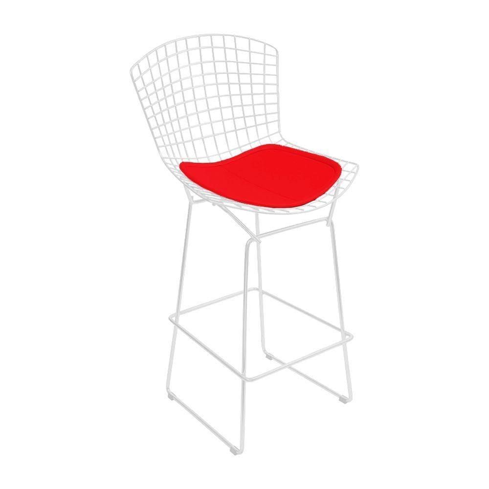 Banqueta Bertoia Branca D60 Assento Vermelho