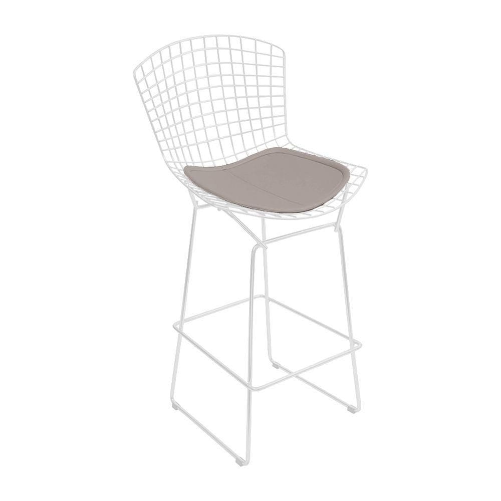 Banqueta Bertoia Branca D70 Assento Bege