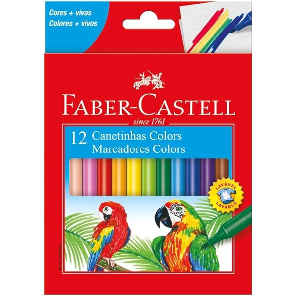 Canetinha Colors Faber Castell Hidrográficas 12 Cores