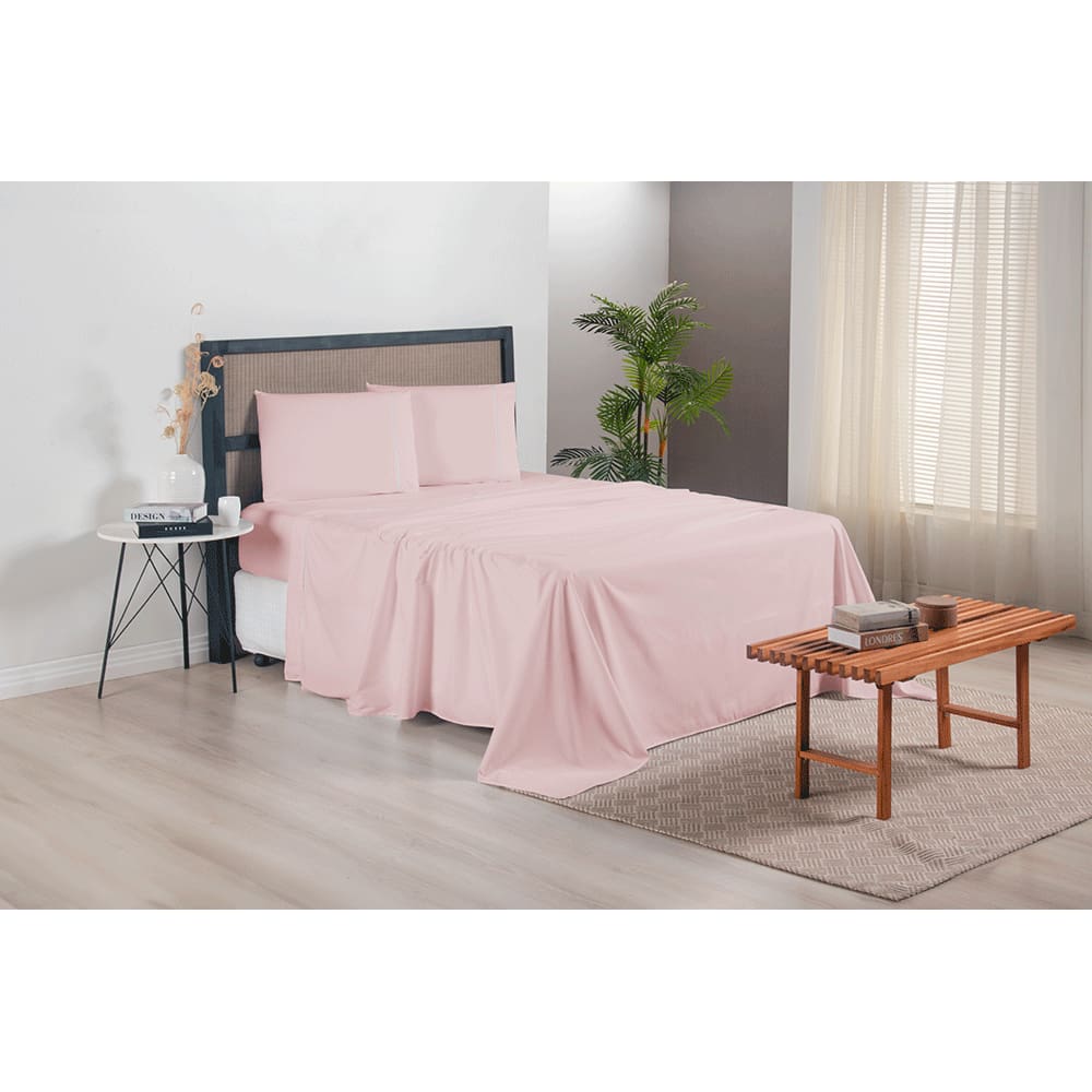 Jogo de Lençol Versatile 4 Peças King 300 Fios Rosê
