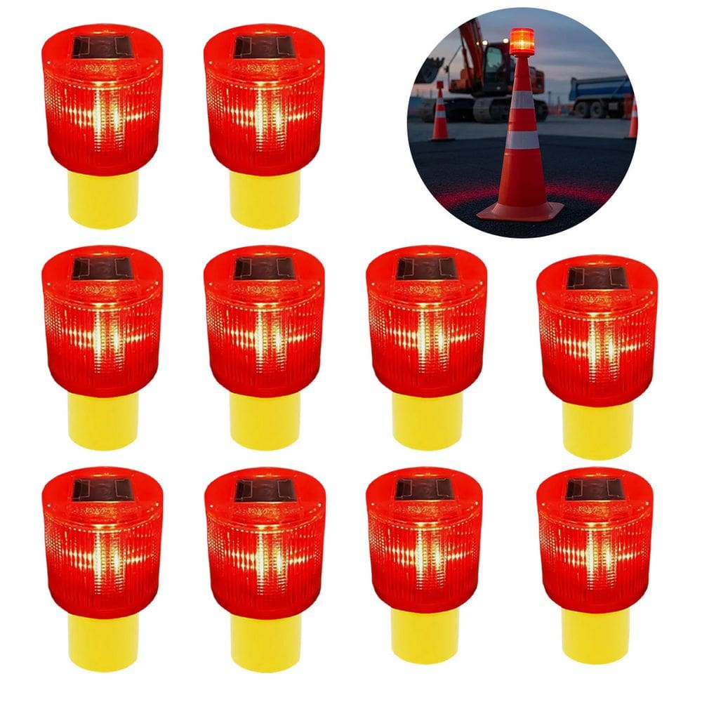 Sinalizador Solar Kit 10 Uni Estrada Rodovia Aviso Cone Transito Avenida Acidente Fiscal Segurança