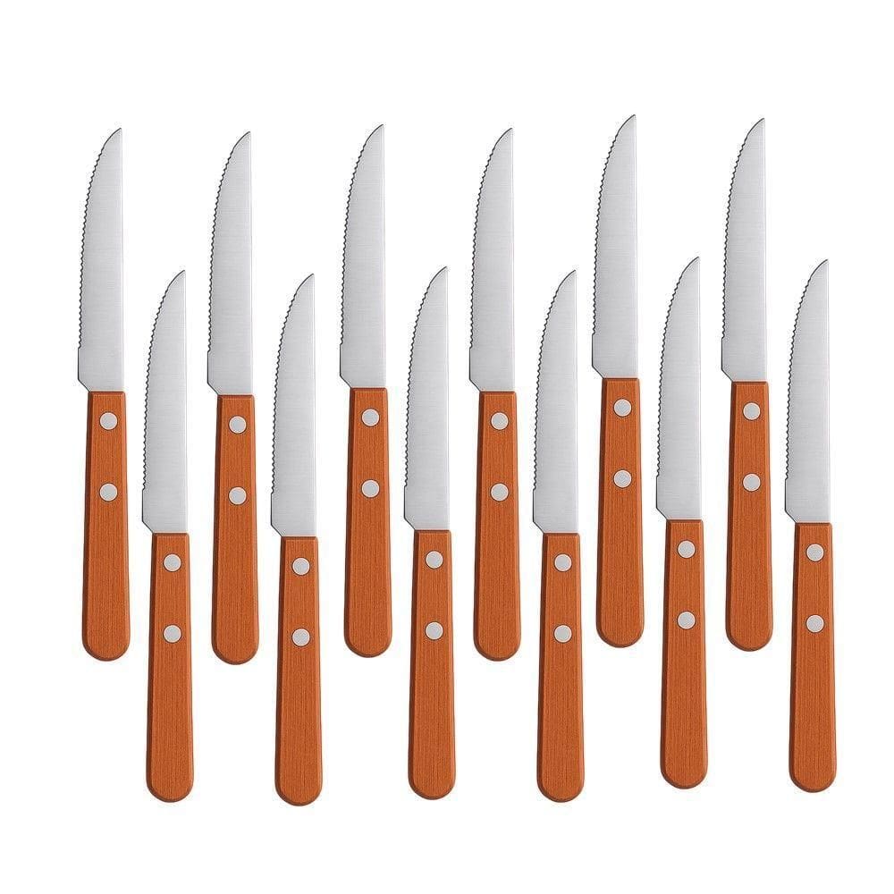 Jogo 12 Facas Cabo De Madeira Churrasco Astana 21cm Em Casa Tem