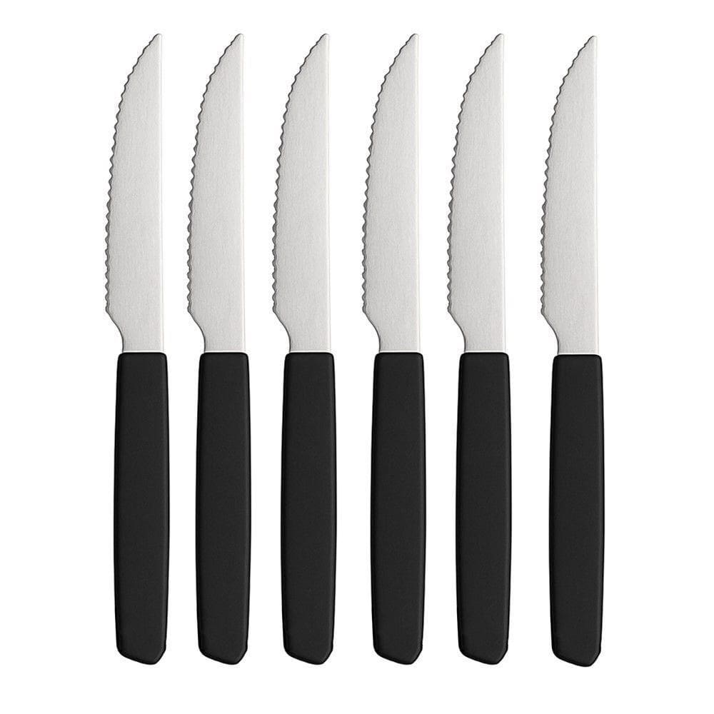 Jogo De 6 Facas Cabo Preto De Plástico Berlim 20cm Em Casa Tem