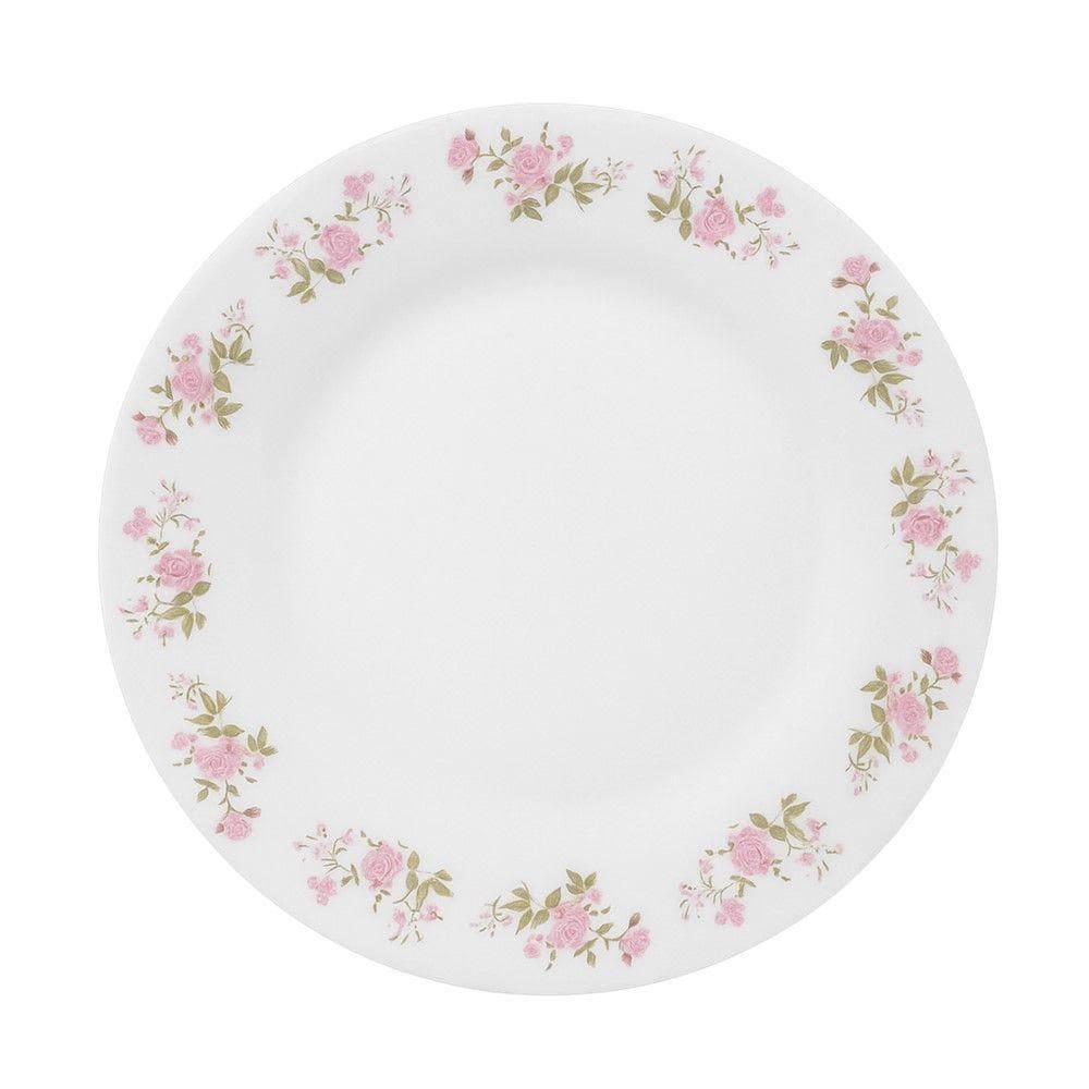 Prato Raso De Vidro Branco Flowers Flores Pink 25,5cm Em Casa Tem