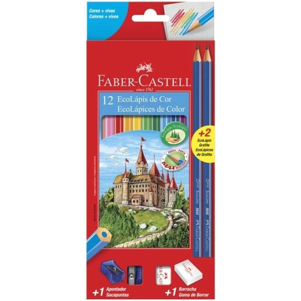 Kit Escolar 2 Lápis/Apontador/Borracha Faber-Castell