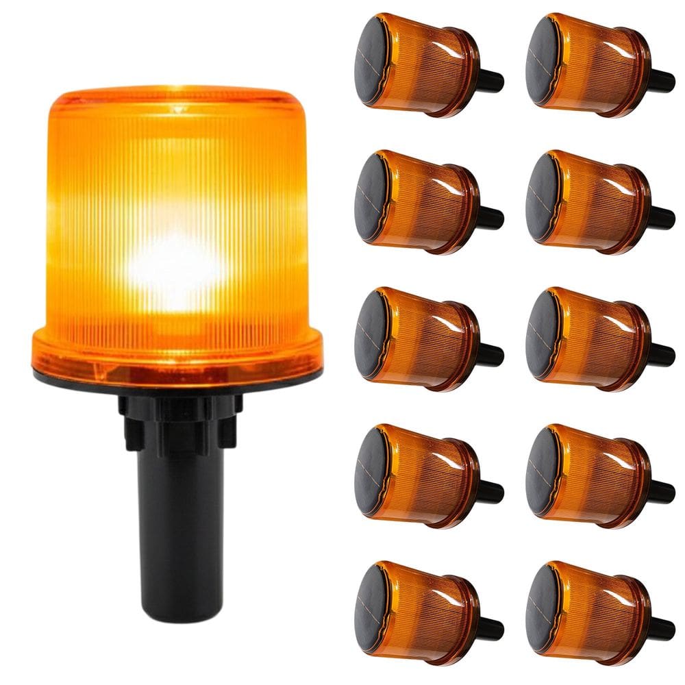 Sinalizador Solar Viario Kit 10 Uni Cone Transito Obra Sinalizacao Rodovia Estrada Emergencia Rua Segurança LED