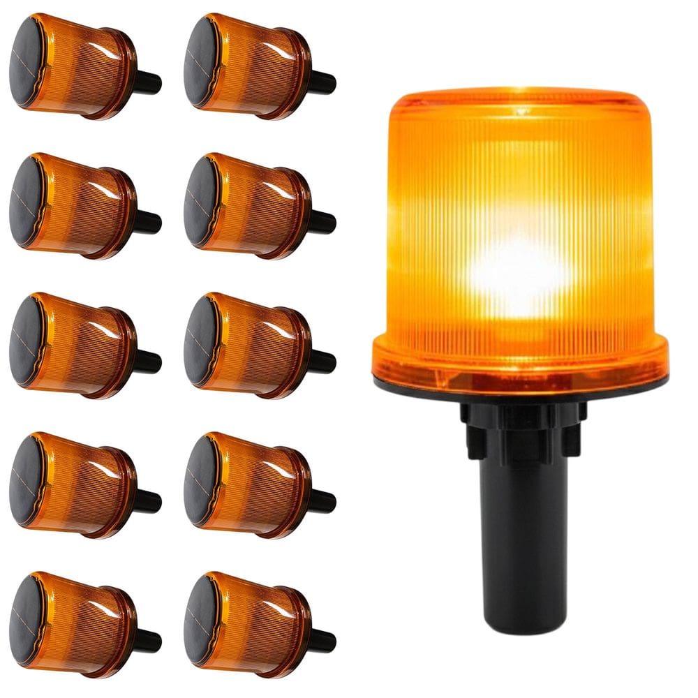 Sinalizador Solar Viario Kit 10 Uni Cone Obra Estrada Avenida Pista Rodovia Seguranca Alerta Transito Emergencia