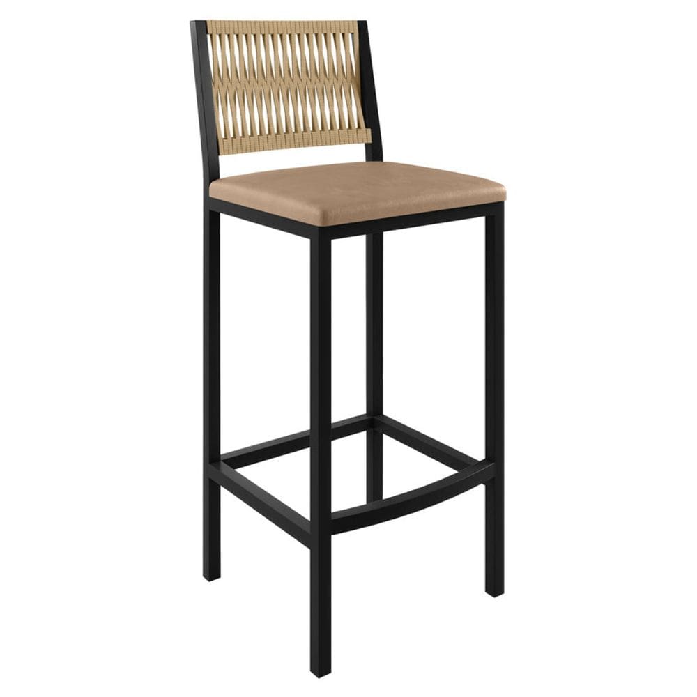 Banqueta Metálica em Corda Náutica Barcelona Paonanda Decor