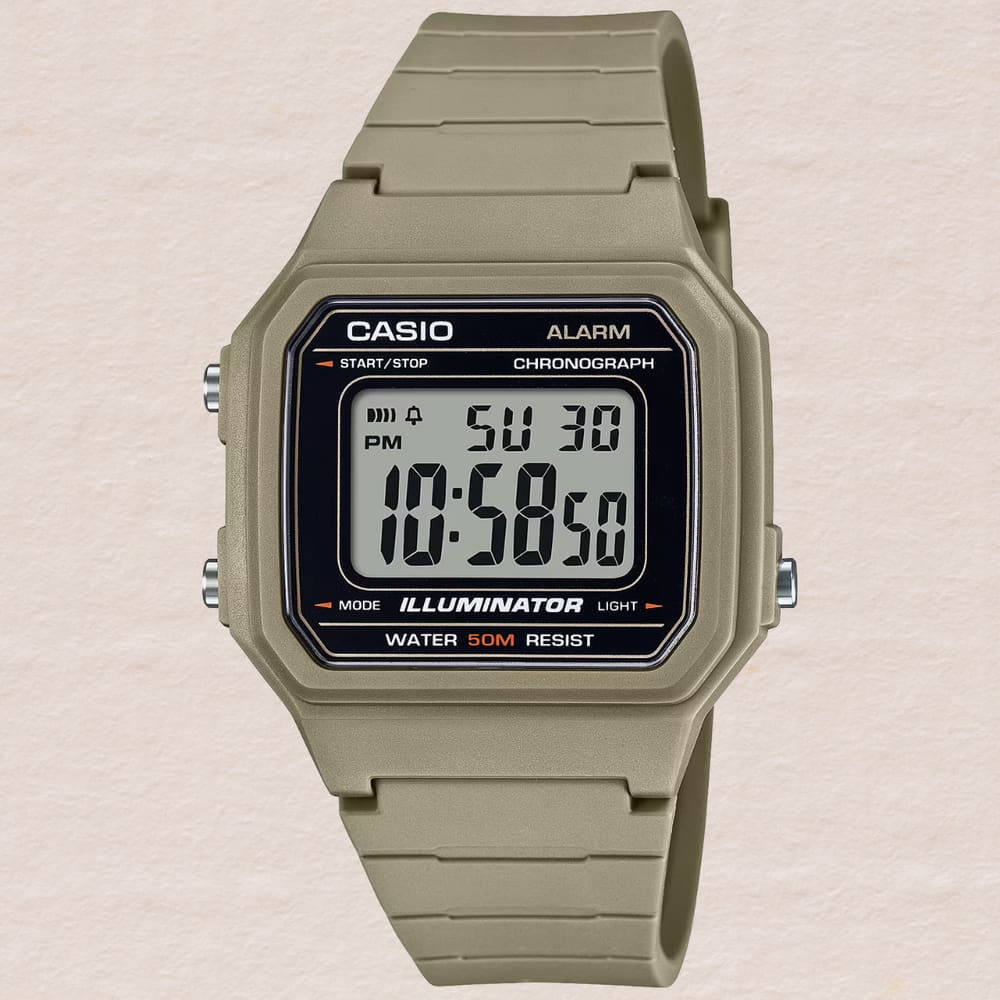 Relógio Casio W-217H-5AVDF Unissex Resina Casual Esportivo Bege Resistência À Água 5 ATM