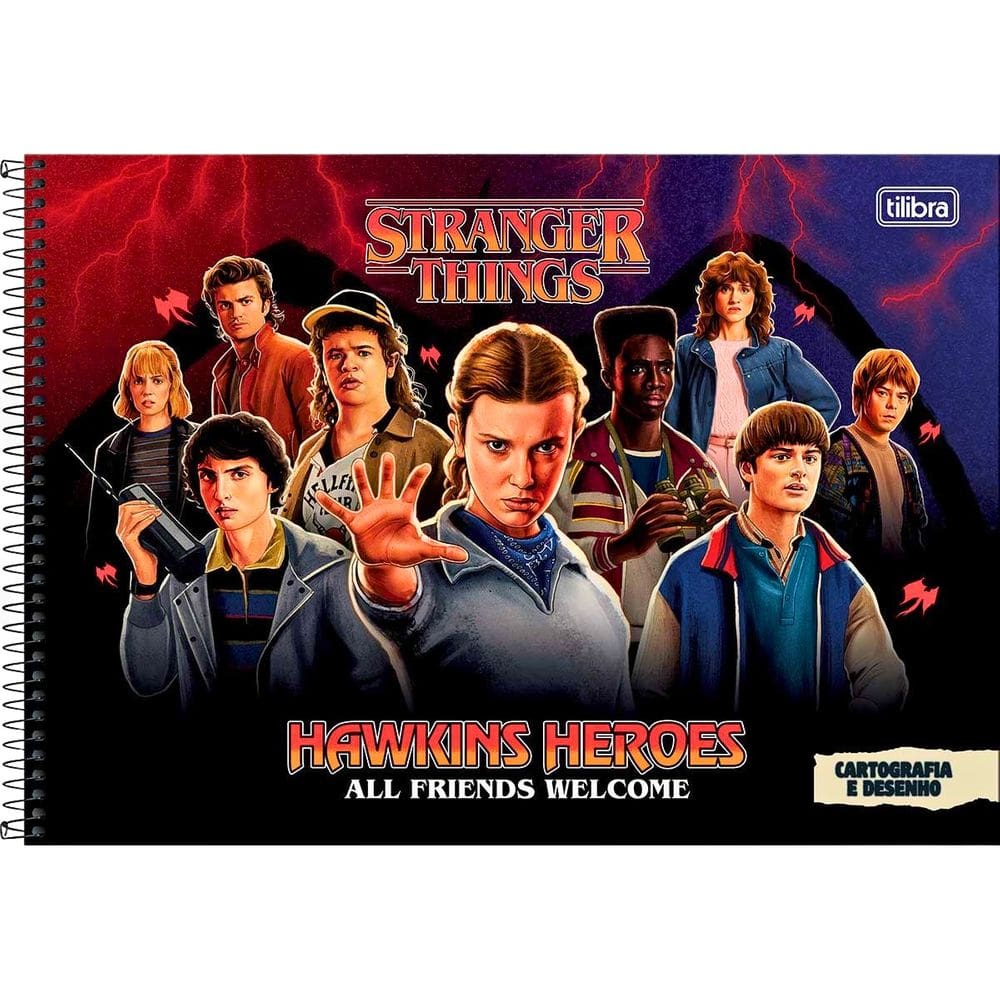Caderno Cartografia Desenho Stranger Things 80Folhas Tilibra