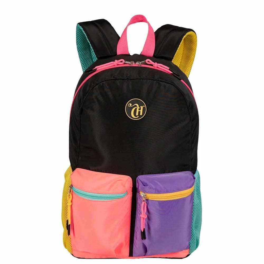 Mochila Grande Capricho Contrast - Preto E Rosa