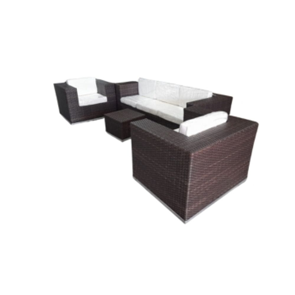 Jogo Sofá De 5 Lugares Fibra Sintética Alumínio Área Externa Fibra Sintética