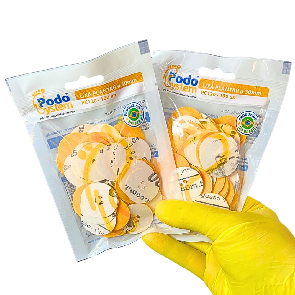 Lixa Plantar Tradicional PodoSystem 120 | Kit com 2 Pacotes (200 Unidades)