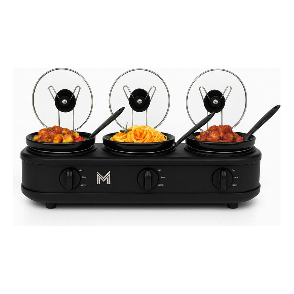 Rechaud Eletrico Triplo Buffet 3 Panelas Preto 127v - Cooker 127v