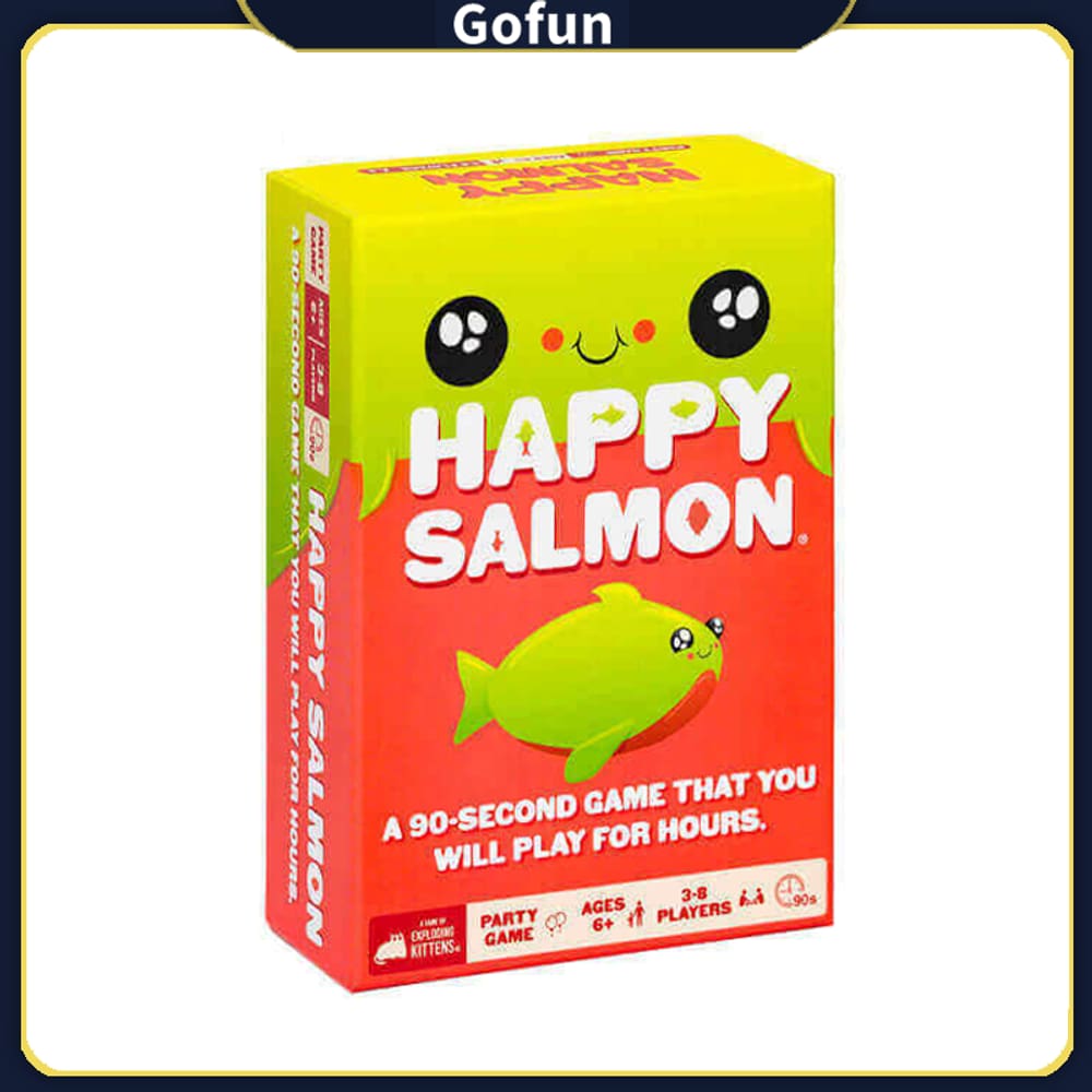 Jogo de cartas Exploding Kittens Happy Salmon para festa em família