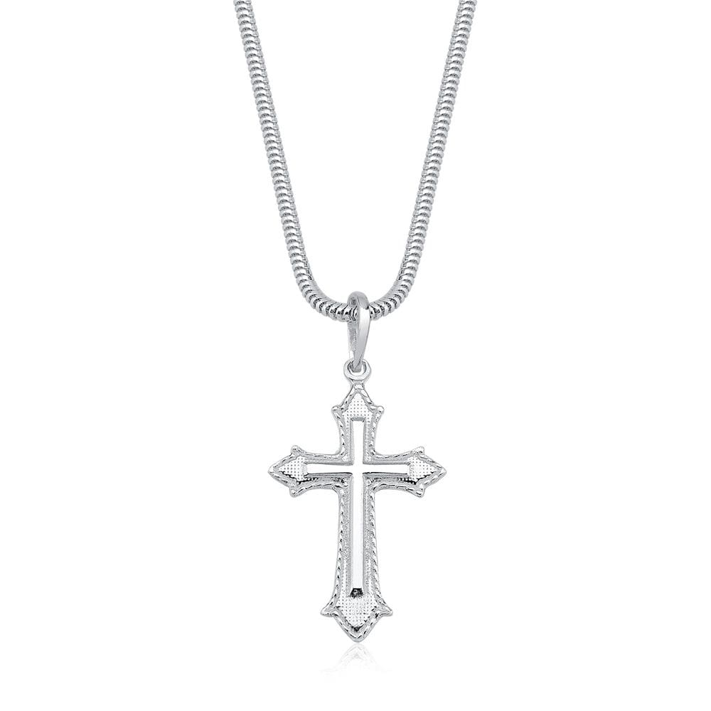 Corrente Rabo De Rato Com Pingente Crucifixo De Prata 925