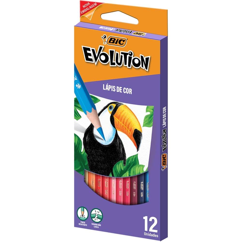 Lapis de Cor Evolution Sextavado 12 Cores Bic