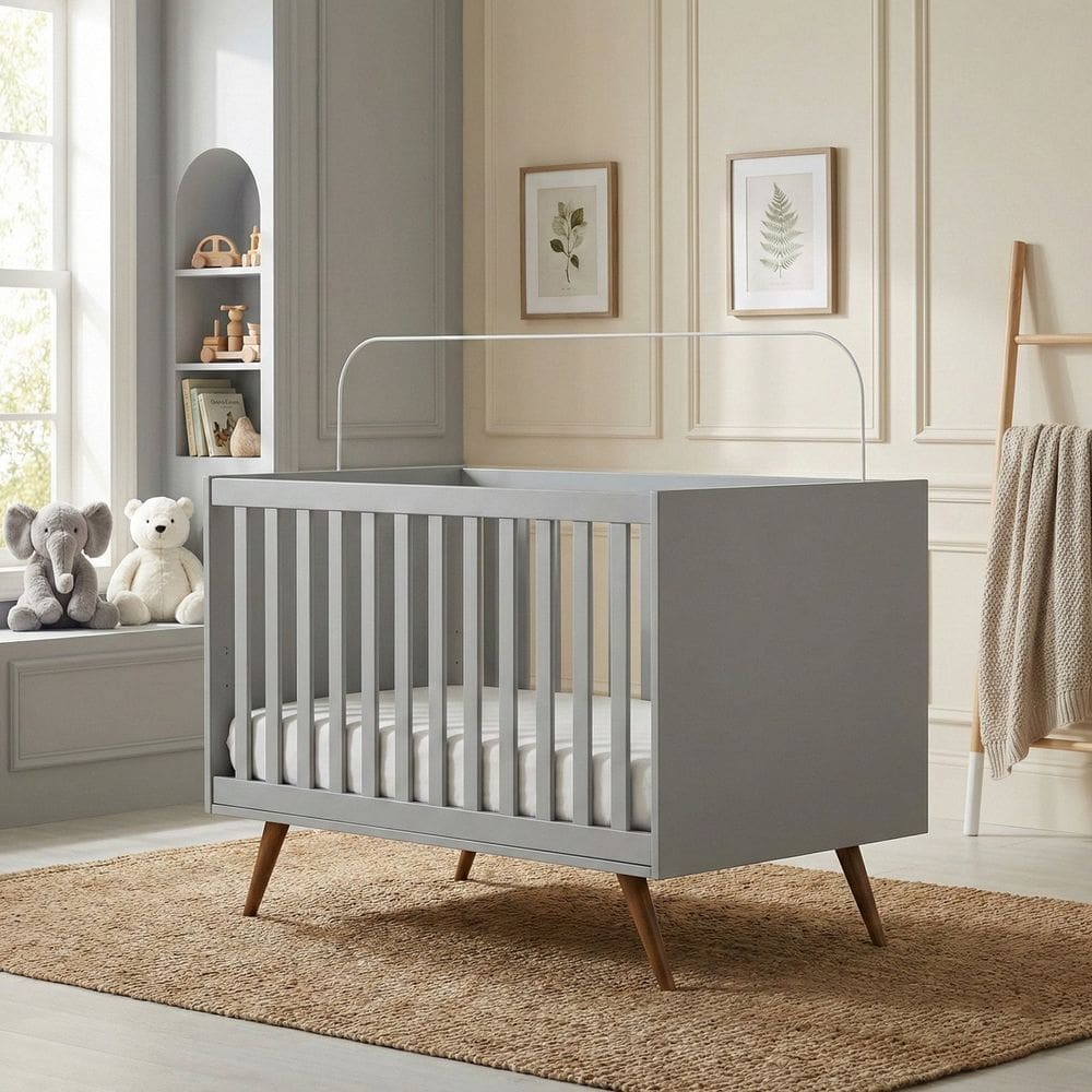 Berço Americano Infantil 3 em 1 Mdf Ayla Cinza