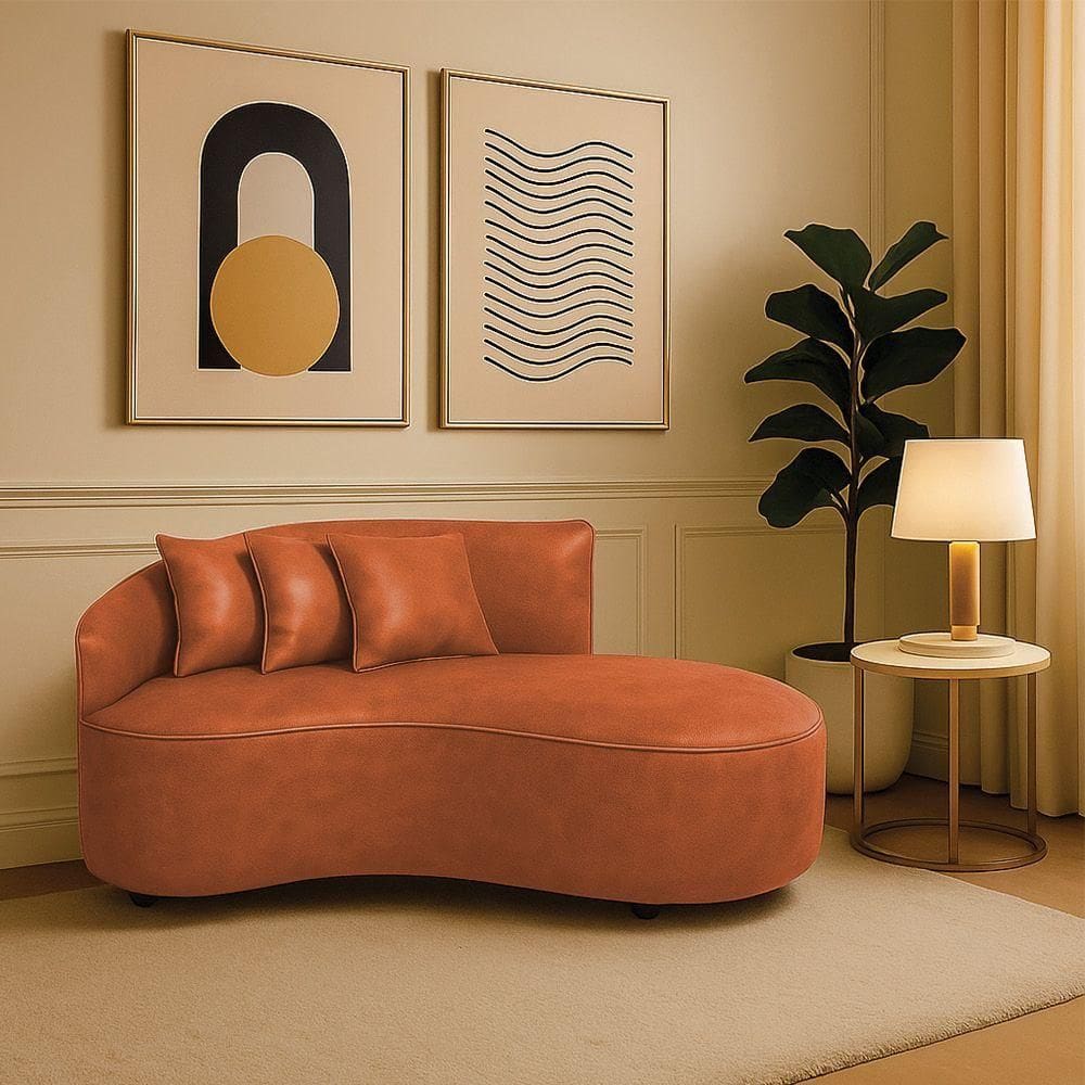 Sofá 2 Lugares Orgânico 140 Cm Morgan Sintético Pu D03 - D`rossi Nozes