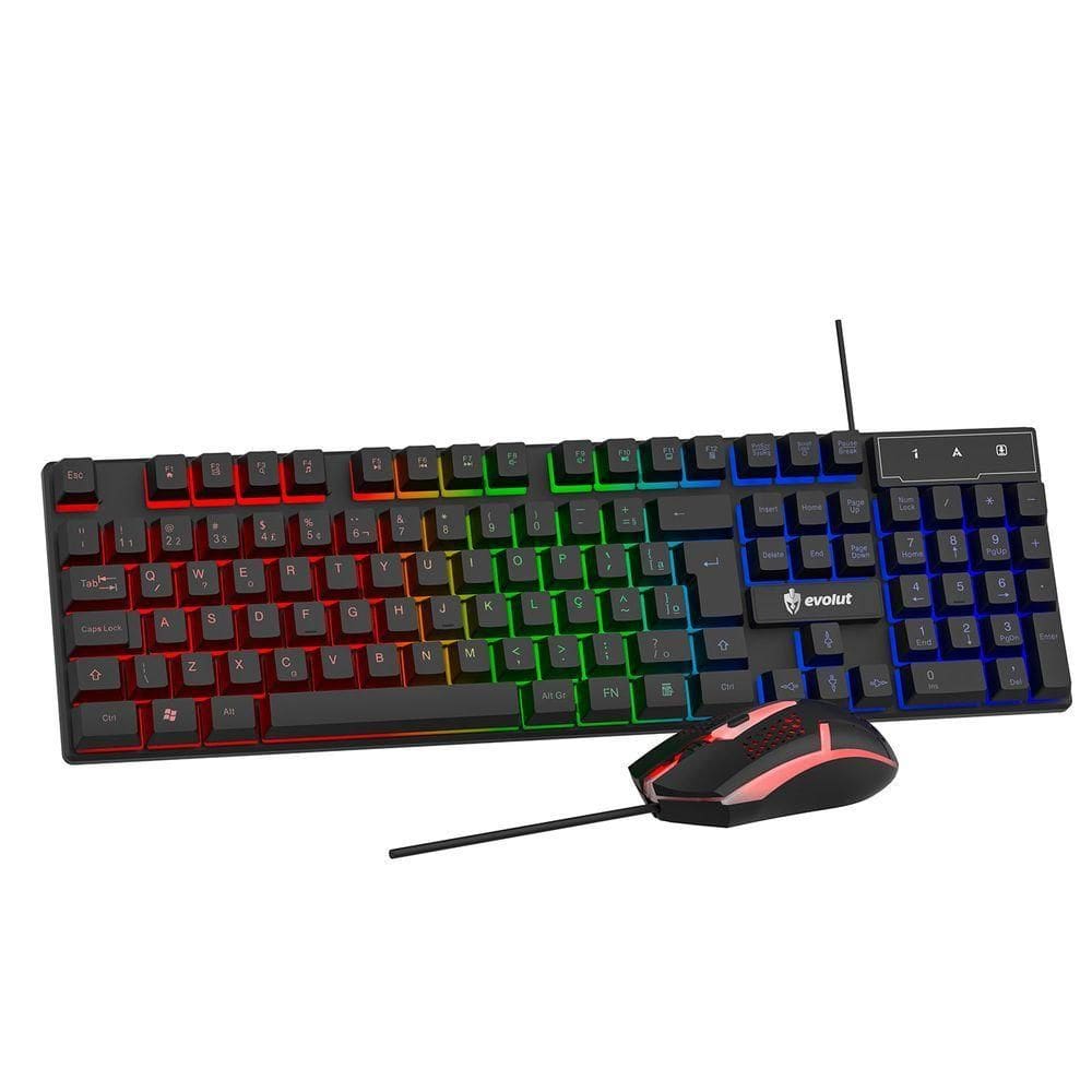 Kit Combo Teclado E Mouse Gamer Evolut First, Rgb, Layout Abnt2, Conexão Usb - Eg501