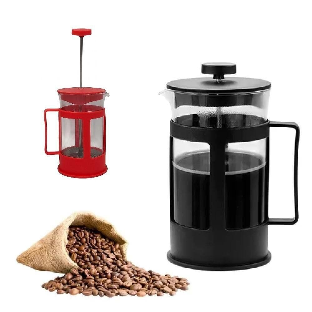 Cafeteira Francesa Prensa 350ml Vidro Inox Manual Coador Filtro Chá Café Cremoso French Press