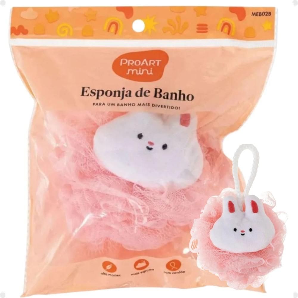 Esponja De Banho Infantil Proart Mini Coelho Meb02b