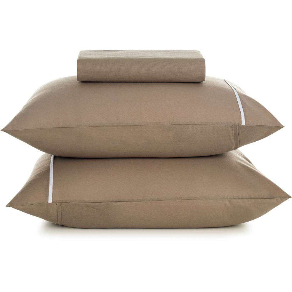 Jogo de Cama Karsten Noah 160 Fios 3 Peças Queen Marrom Brc