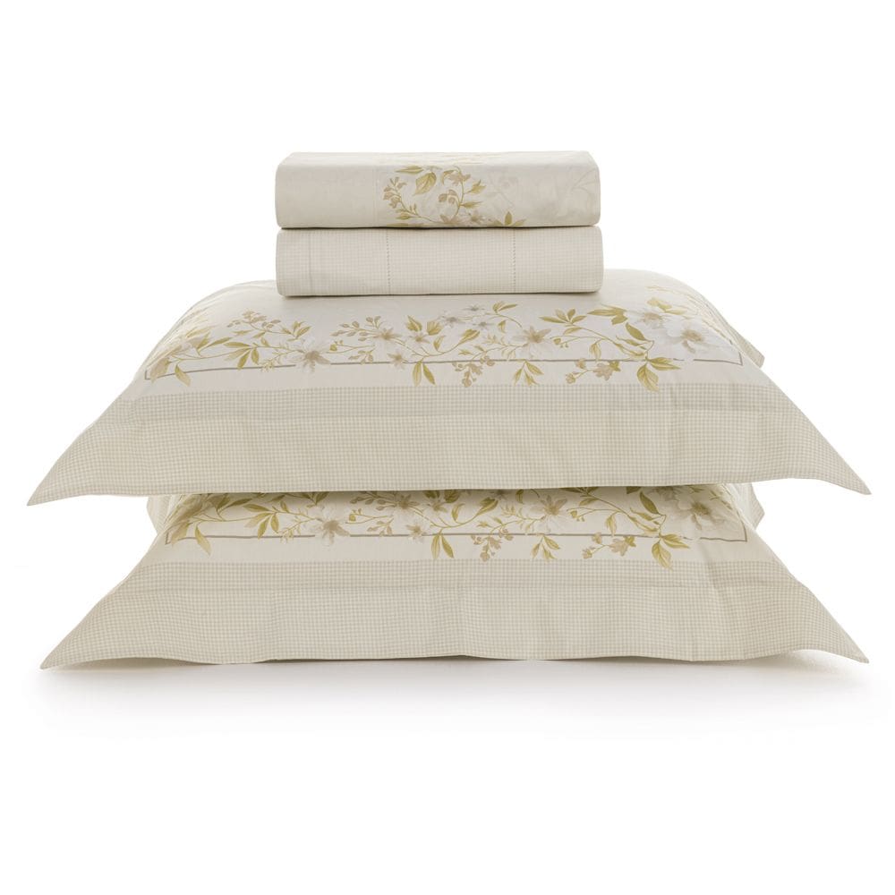 Jogo de Cama Karsten Eva 200 Fios 4 Peças Queen Bege