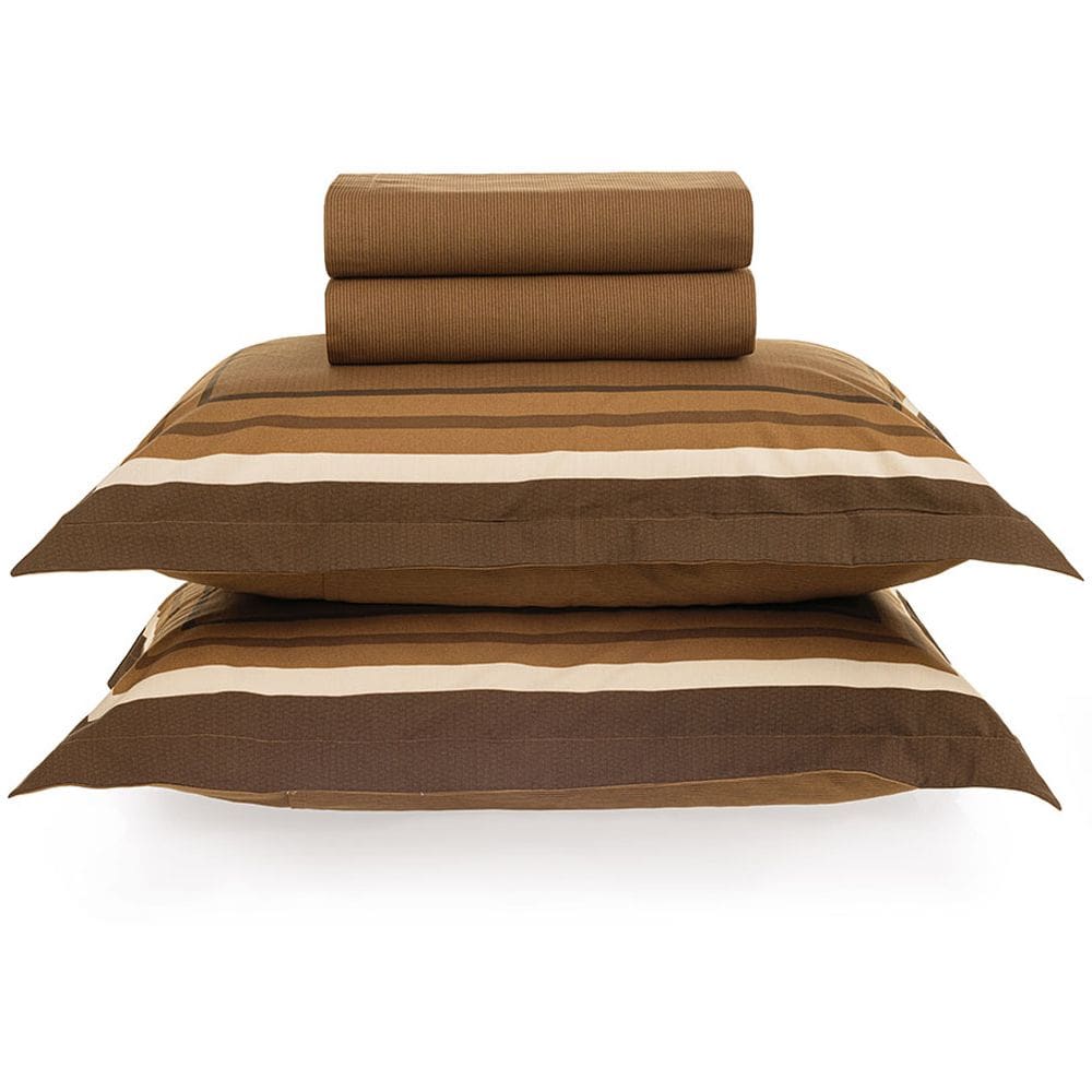Jogo de Cama Karsten Duarte 200 Fios 4 Peças Queen Marrom