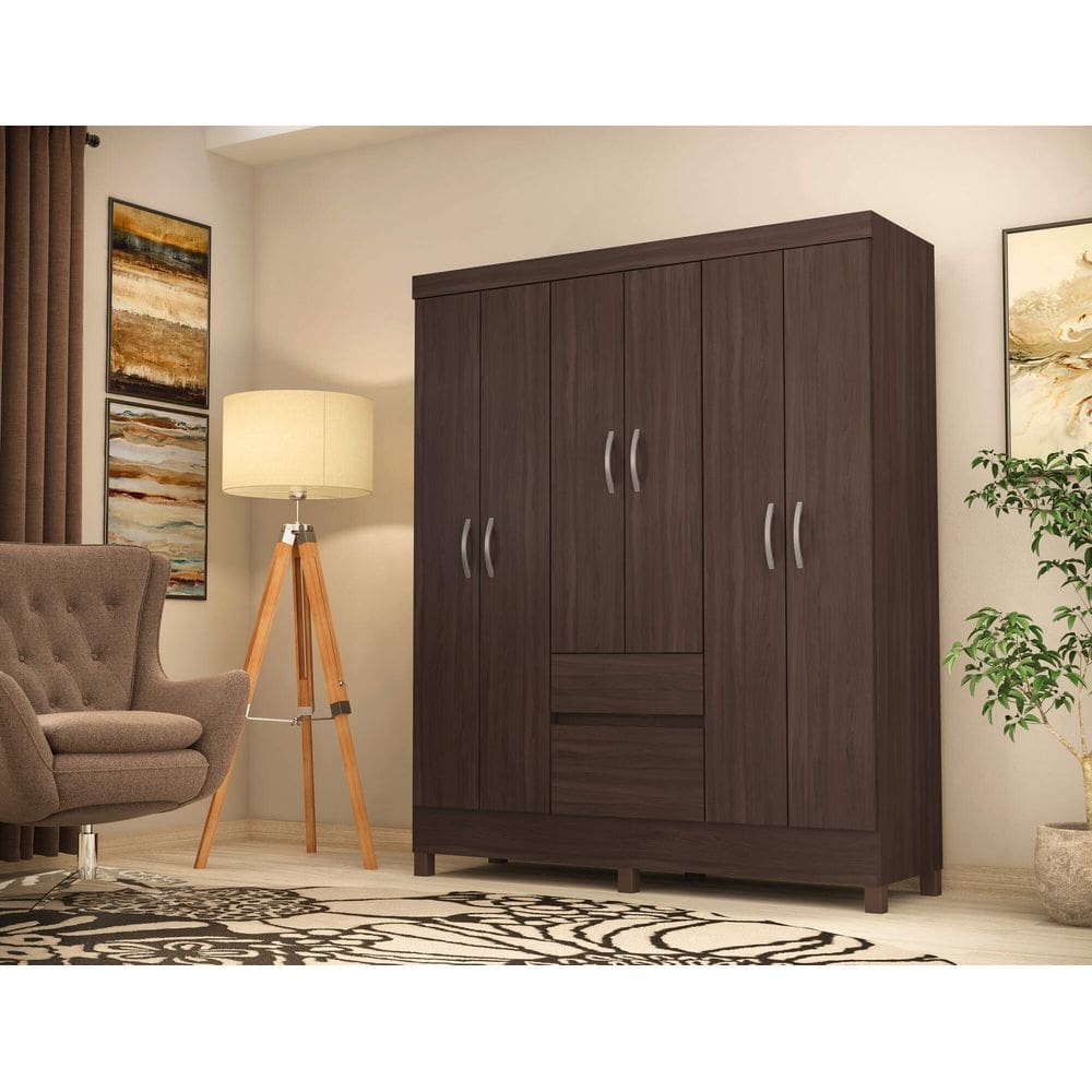 Guarda-Roupa Casal 6 Portas Flash com Gavetas Café Touch | 181cm | MDP