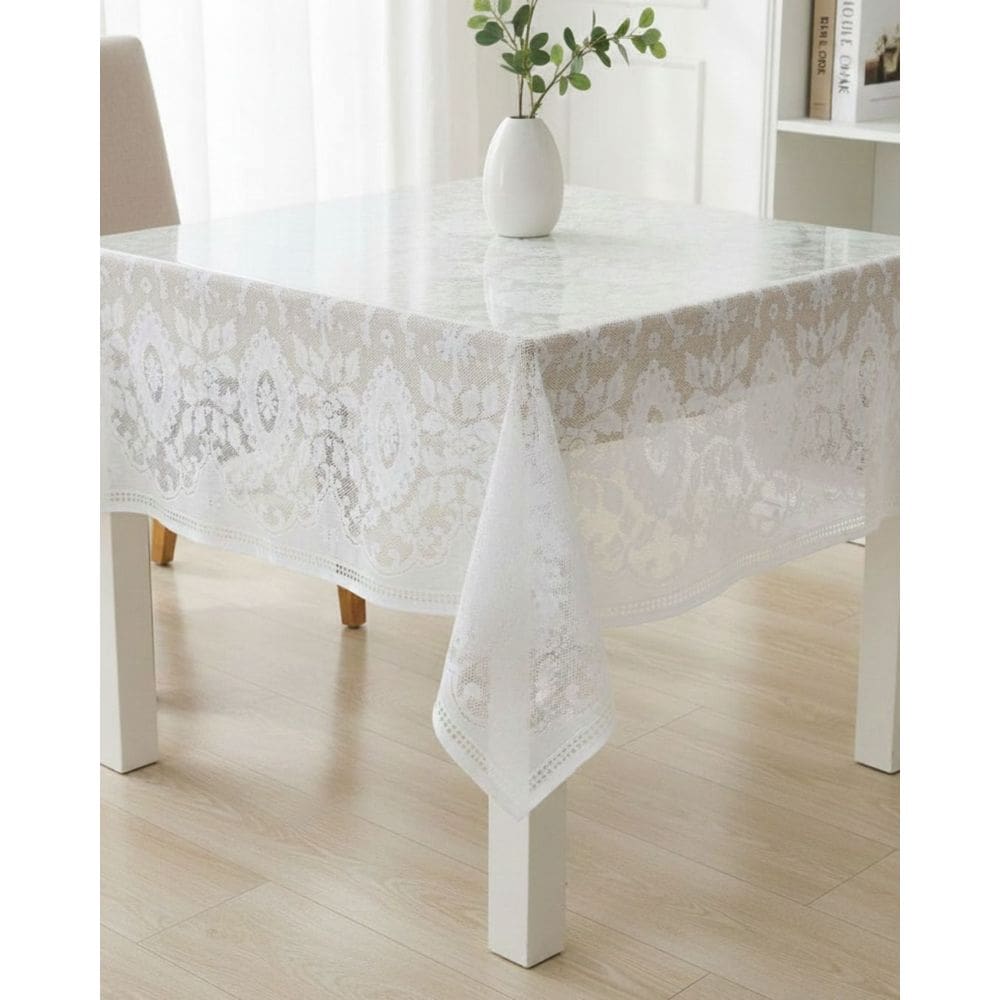 Toalha de Renda Quadrada Branca Venezuela Lepper 1,40m – Clássica, Elegante e 100% Poliéster