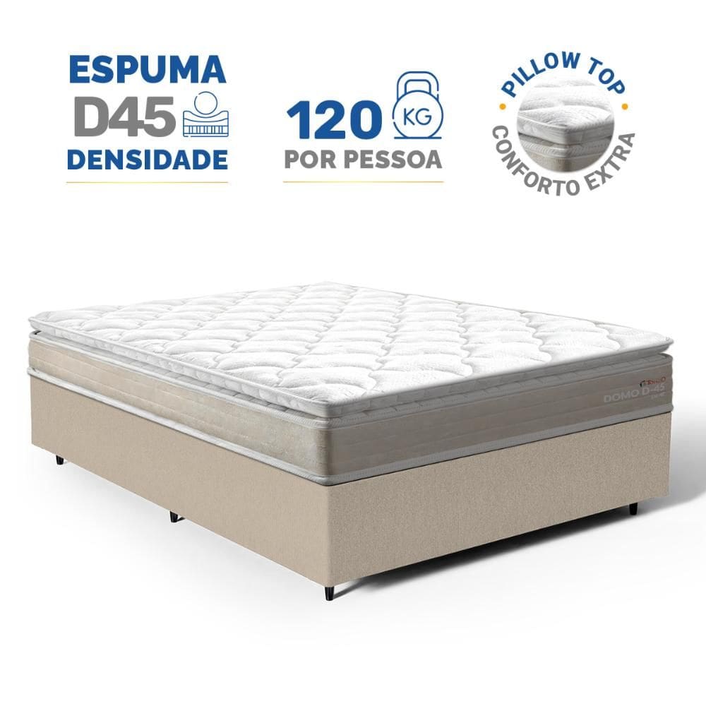 Cama Box com Colchão de Espuma D45 Pillow Top Ortopédico Domo Casal 138cm