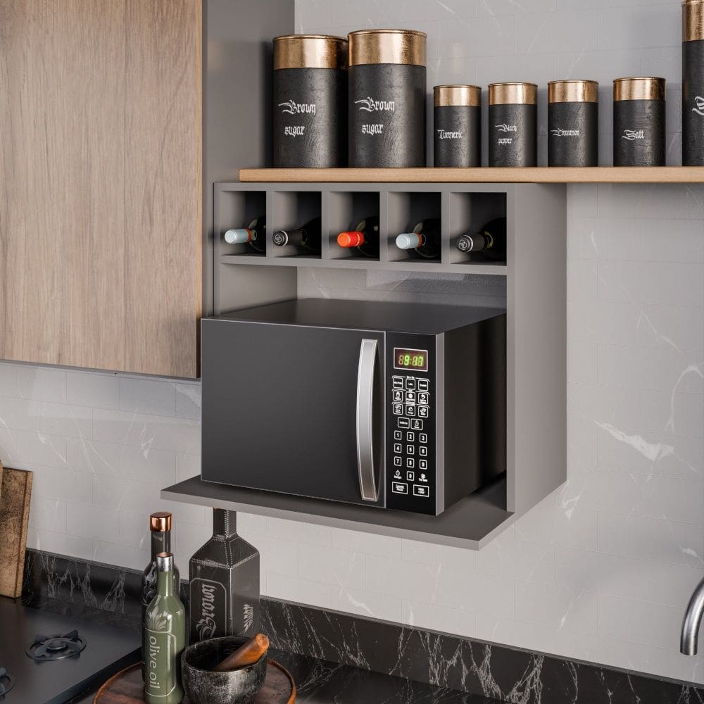 Suporte para Microondas Lisa Grafite Maderatto Móveis