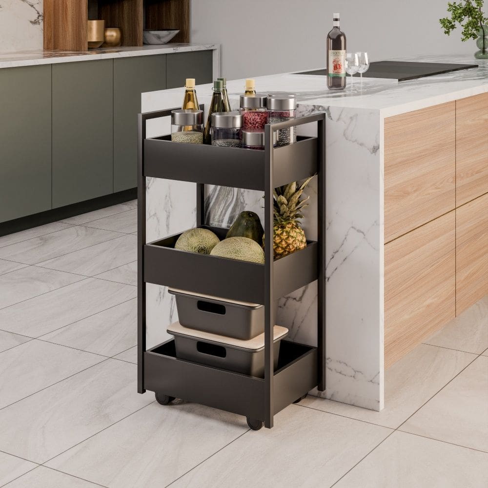 Fruteira Carrinho com 3 Cestas Laís Preto Maderatto Móveis