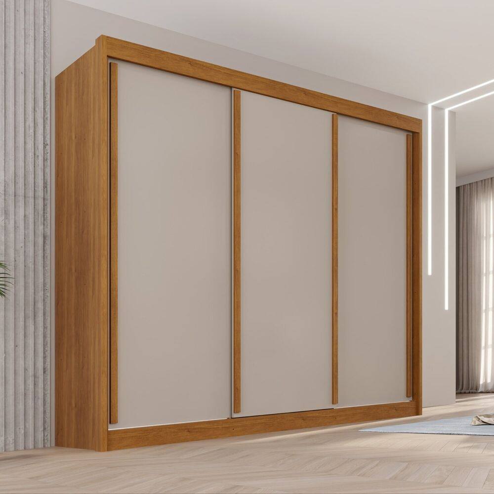 Guarda-roupa Casal 3 Portas 4 Gavetas 100% Mdf Ipanema Cinamomo/Off White