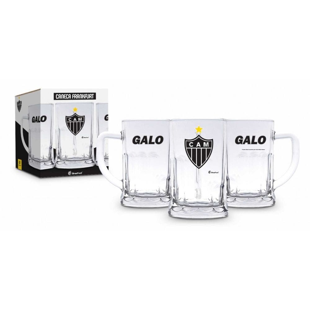Caneca Chopp de Vidro Atlético Mineiro - 565ml - Brasfoot