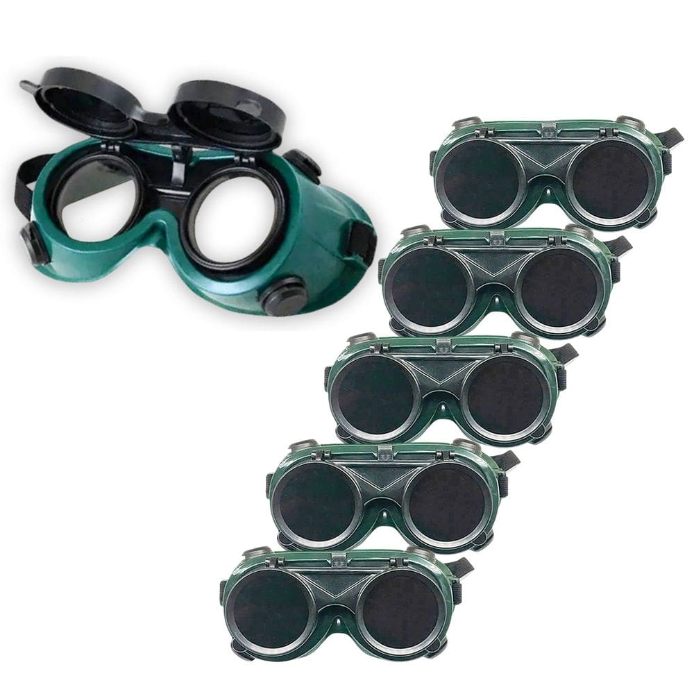 Oculos De Solda Kit 5 Uni EPI Mascara De Protecao Equipamento Profissional Articulavel Dupla Lente Soldador Com Filtro