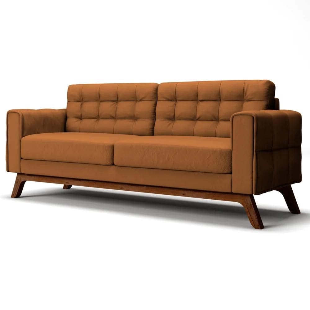 Sofá 300cm 4 Lugares Sandero C-262 Veludo Telha - Domi