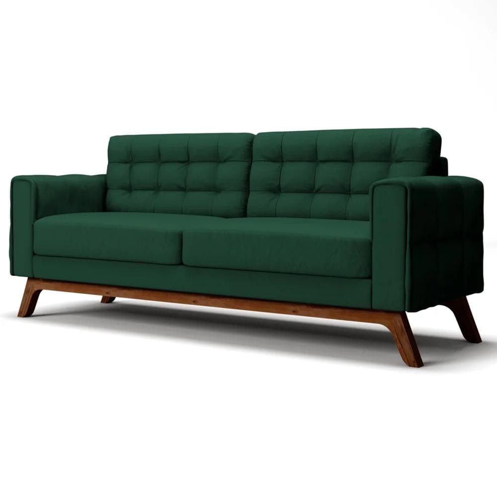 Sofá 300cm 4 Lugares Sandero C-303 Veludo Verde - Domi
