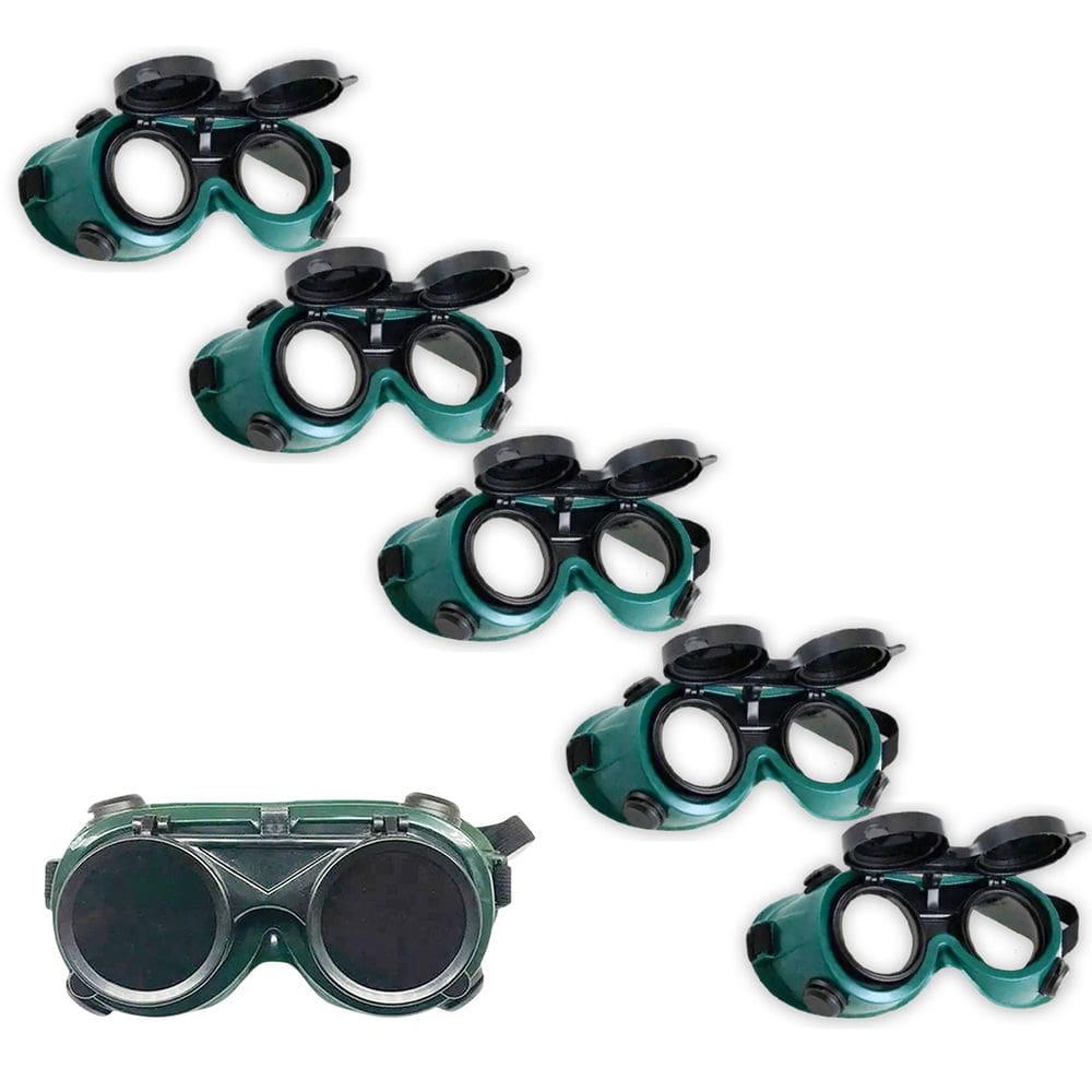 Oculos De Solda Kit 5 Uni EPI Mascara De Protecao Articulavel Dupla Lente Equipamento Profissional Soldador Com Filtro