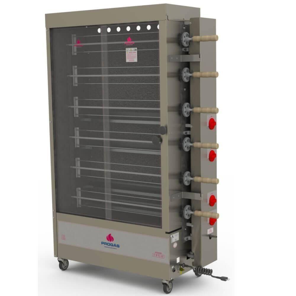 Forno Industrial Rotativo A Gás Progás Style Pr-634 6 Espetos Para 30 Frangos Bivolt P25420