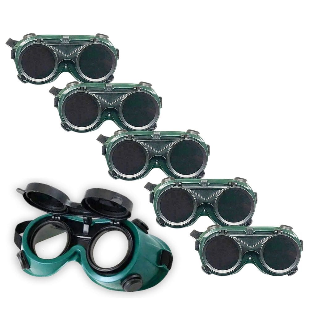 Oculos De Solda Kit 5 Uni EPI Mascara De Protecao Articulavel Dupla Lente Equipamento Profissional Soldador Com Filtro